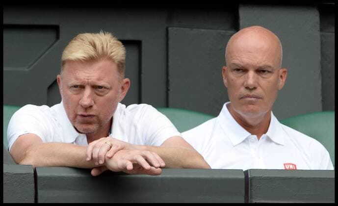 03 07 2015. London, United Kingdom. Boris Becker watching Novak Djokovic v Bernard Tomic on centre court at Wimbledon on day 5 of the Championships.  xAndrewxParsonsx xixImagesx IIM-10679-0069