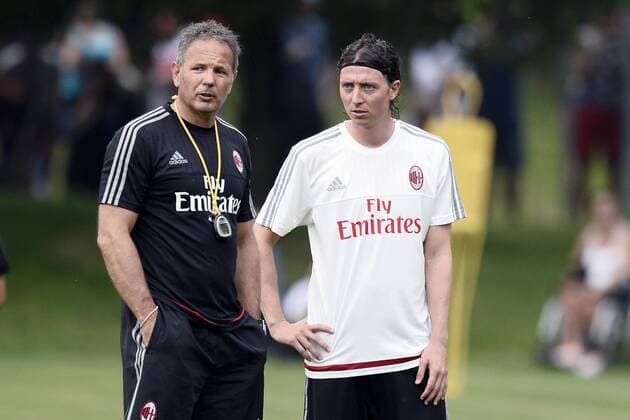Aktuell Fußball, Italien, Training AC Mailand Carnago AC Milan Training Sinisa Mihajlovic-Riccardo Montolivo 