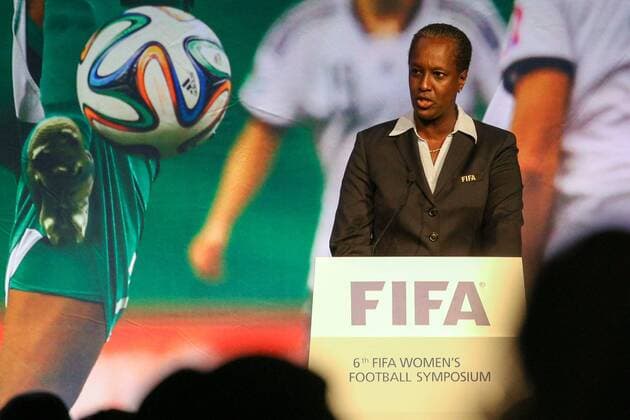 Lydia Nsekera aus Burundi, Vorsitzende im Komitee für Frauenfußball und der FIFA Frauen-WM, Committee for Women s Football and the FIFA Women’s World Cup, bei der ERöffnung des 6. FIFA Frauenfußball Symposium, 6th FIFA Women s Football Symposium, Opening, Fussball, FIFA Frauen-WM 2015, Pressekonferenz, xozx