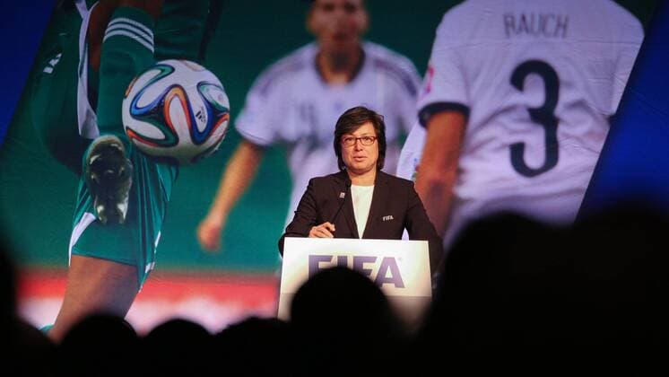 Moya Dodd aus Australien, Mitglied im FIFA Exekutivkomitee, Member of the FIFA Executive Committee, bei der Eröffnung des 6. FIFA Frauenfußball Symposium, 6th FIFA Women s Football Symposium, Opening, Fussball, FIFA Frauen-WM 2015, Pressekonferenz, xozx
