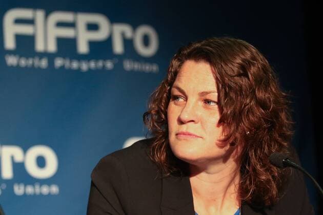 Caroline Jönsson (ehemalige schwedische Nationaltorhüterin und Vorsitzende im FIFPro Komitee für Frauenfußball), auf der Pressekonferenz der Gewerkschaft FIFPro World Players Union, Fussball, FIFA Frauen-WM 2015, Pressekonferenz, xozx