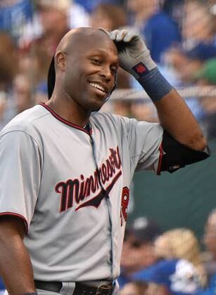 July 03, 2015: Minnesota Twins rightfielder Tori Hunter (48) reacts after popping up for an out during a Major League Baseball game between the Minnesota Twins and the Kansas City Royals at Kauffman Stadium in Kansas City. MLB Baseball Herren USA JUL 03 Twins at Royals Icon150703017 EDITORIAL USE ONLY