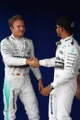 British Grand Prix, Silverstone 2 - 5 July 2015 04.07.2015 - Qualifying, Lewis Hamilton (GBR) Mercedes AMG F1 W06 pole position and 2nd position Nico Rosberg (GER) Mercedes AMG F1 W06 