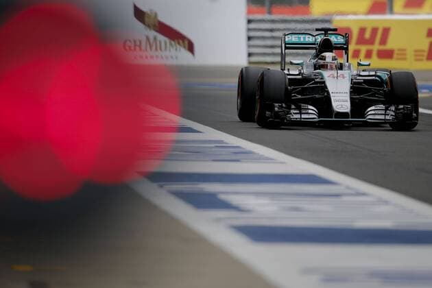 July 4, 2015 - Towcester, United Kingdom - LEWIS HAMILTON of Great Britain and Mercedes AMG Petronas F1 Team drives during the third free practice session of the 2015 Formula 1 British Grand Prix at Silverstone Circuit in Towcester, United Kingdom. F1 2015 - British Grand Prix - Practice - ZUMAg147
