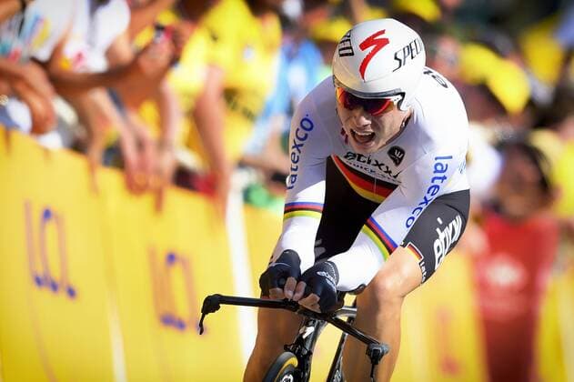 - UTRECHT, NETHERLANDS: German Tony Martin of team Ettix - Quick-Step crosses the finish line at a prologue individual time trial of 13,8 km in Utrecht, The Netherlands, during the 102nd edition of the Tour de France cycling race, Saturday 04 July 2015. This year s Tour de France is taking place from 4 to 26 July. YORICKxJANSENS  x04657617x
