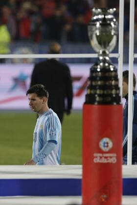 Football, Chile v Argentina. Copa America 2015 . Argentina s player Lionel Messi reacts after losing against Chile during the match for finals of the 2015 Copa America at Nacional stadium. Santiago, Chile. 04 07 2015 Marcelo Hernandez Photosport Chile v Argentina, Copa America 2015. 