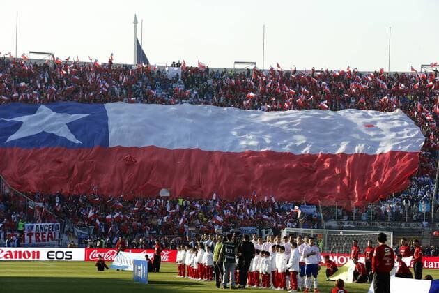 Football, Chile v Argentina. Copa America 2015 . Chile s and Argentina s players sing their national anthem prior to the finals of the Copa America 2015 football match held at the Nacional stadium in Santiago, Chile. 04 07 2015 Martin Thomas Photosport Chile v Argentina, Copa America 2015. 