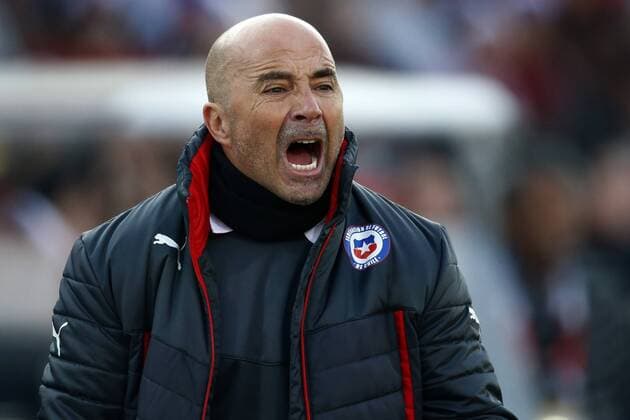 Football, Chile v Argentina. Copa America 2015 . Chile s manager, Jorge Sampaoli, instructs his players during the finals of the Copa America 2015 football match played against Argentina at the Nacional stadium in Santiago, Chile. 04 07 2015 Andres Pina Photosport Chile v Argentina, Copa America 2015. 