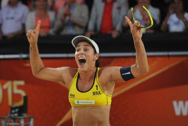 World Championships Beach volleyball Beachvolleyball 2015 The Netherlands World Championships Beach Volleyball 2015 The Hague The Netherlands 4th July 2015 The final of the womens competition is an all Brazilian affair with Agatha Bednarczuk and Barbara Seixas De Freitas beating compatriots Taiana Lima and Fernanda Alves. Agatha in seventh heaven after victory is gained. 