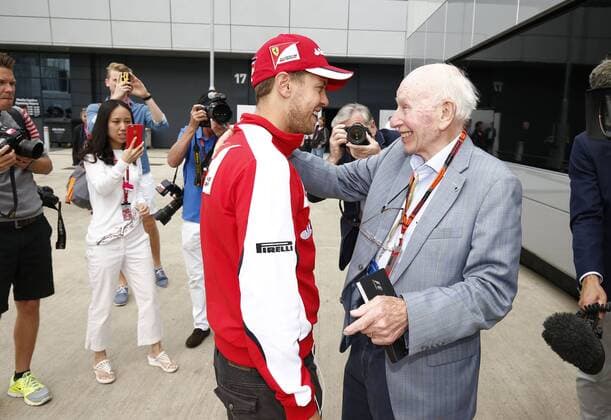 Motorsports: FIA Formula One World Championship WM Weltmeisterschaft 2015, Grand Prix of Great Britain, John Surtees (GBR), 5 Sebastian Vettel (GER, Scuderia Ferrari), xHOCHxZWEIx