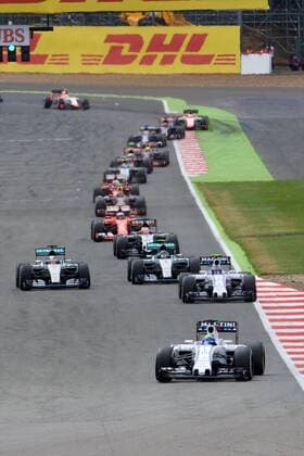 05.07.2015. Silverstone, England. Formula 1 British Grand Prix. Felipe Massa, Williams Martini Racing, leads at the restart. xTimxWilliamsx  ActionPlus11638243