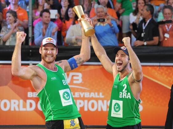 World Championships Beach volleyball Beachvolleyball 2015 The Netherlands World Championships Beach Volleyball 2015 The Hague The Netherlands 5h July 2015 The final on the mens competition goes all the way to the wire with Brazilians Alison Cerutti (left) and Bruno Schmidt finally beating local heroes Reinder Nummerdor and Christiaan Varenhorst. (NED) 