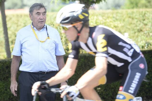 - ANTWERPEN, BELGIUM: Former Belgian cyclist Eddy Merckx pictured during stage 3 of the 102nd edition of the Tour de France cycling race, 159,5 km from Antwerp to Huy, Monday 06 July 2015. This year s Tour de France is taking place from 4 to 26 July. DIRKxWAEM  x04658745x