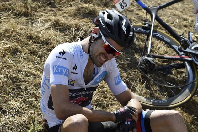 DUMOULIN Tom of Team Giant - Alpecin, victim of the crash during the stage 3 of the 102nd edition of the Tour de France 2015 with start in Antwerp and finish in Huy, Belgium (159 kms) CYCLISME : Tour de France - Etape 3 - Anvers Huy - 06 07 2015 PhotoNews Panoramic 