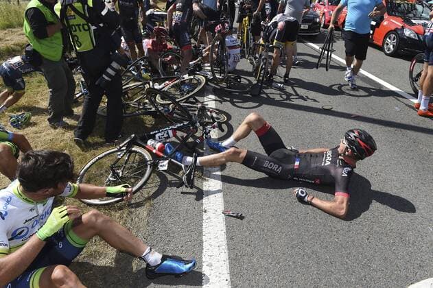 NERZ Dominik of Bora-Argon 18, victim of the crash during the stage 3 of the 102nd edition of the Tour de France 2015 with start in Antwerp and finish in Huy, Belgium (159 kms) CYCLISME : Tour de France - Etape 3 - Anvers Huy - 06 07 2015 PhotoNews Panoramic 