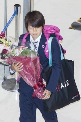 Aya Miyama arrives at Narita International Airport with other members of the Japan women s national football team on July 7, 2015, Narita, Japan. Large crowds gathered in the arrival area to greet the returning idols who had been playing in the FIFA Women s World Cup 2015 in Canada. Japan lost in the final against USA and many supporters turned up to welcome them home. Noxthirdxpartyxsales  (gxta006295)