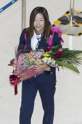 Yuki Ogimi arrives at Narita International Airport with other members of the Japan women s national football team on July 7, 2015, Narita, Japan. Large crowds gathered in the arrival area to greet the returning idols who had been playing in the FIFA Women s World Cup 2015 in Canada. Japan lost in the final against USA and many supporters turned up to welcome them home. Noxthirdxpartyxsales  (gxta006297)