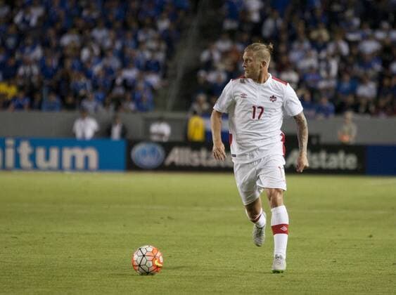 July 8, 2015 - Carson, California, U.S - Marcel DeJong 17 of Canada with the ball during a Gold Cup game with El Salvador at StubHub Center in Carson, California, on Wednesday July 8, 2015. El Salvador vs. Canada - ZUMAp124