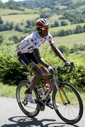 - LIVAROT, FRANCE: Eritrean Daniel Teklehaimanot of MTN-Qhubeka pictured in action during stage 7 of the 102nd edition of the Tour de France cycling race, 190,5 km from Livarot to Fougeres, France, Friday 10 July 2015. This year s Tour de France is taking place from 4 to 26 July. DIRKxWAEM  x04661953x