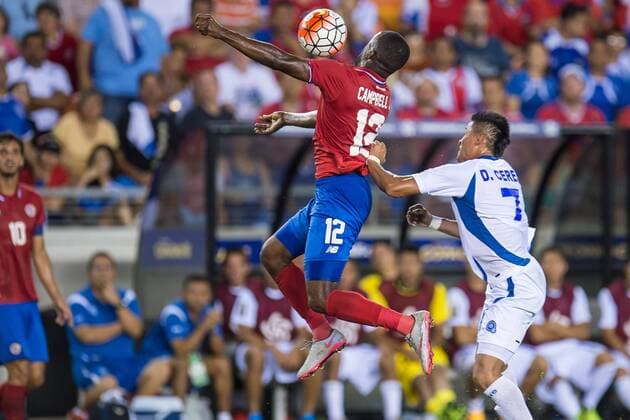 July 11, 2015: Costa Rica forward Joel Campbell (12) controls the ball in front of El Salvador midfielder Darwin Ceren (7) during the 1st half of an international CONCACAF Gold Cup soccer match between Costa Rica and El Salvador at BBVA Compass Stadium in Houston, TX. The game ended in a 1-1 draw... Soccer 2015: Costa Rica vs El Salvador JUL 11 - ZUMAc04_
