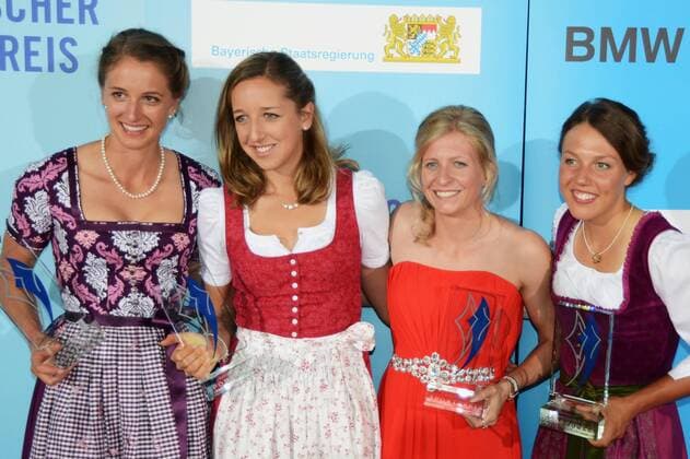 Bayerischer Sportpreis 2015. Von links nach rechts: Franziska Hildebrand, Vanessa Hinz, Franziska Preuss, Laura Dahlmeier - alle Biathlon