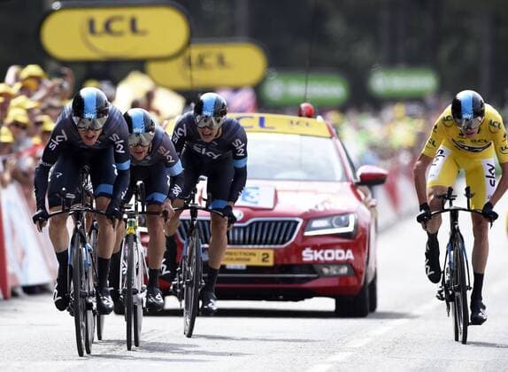 Team Sky FROOME Christopher of Team Sky KENNAUGH Peter of Team Sky KONIG Leopold of Team Sky POELS Wout of Team Sky PORTE Richie of Team Sky ROCHE Nicolas of Team Sky ROWE Luke of Team Sky STANNARD Ian of Team Sky THOMAS Geraint of Team Sky CYCLISME : Tour de France - Etape 9 - Vannes Plumelec - 12 07 2015 Photonews Panoramic 