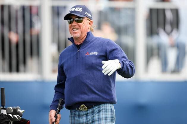 12.07.2015. Gullane, Scotland. Aberdeen Asset Management Scottish Open Final Round. Miguel Angel Jimenez (ESP) on the first tee. xGordonxBellx  ActionPlus11640175