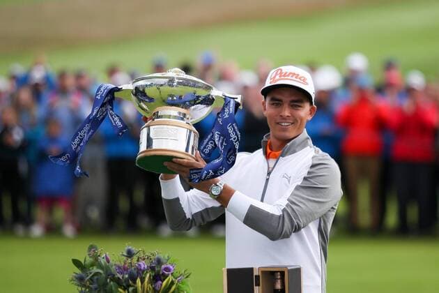 12.07.2015. Gullane, Scotland. Aberdeen Asset Management Scottish Scottish Open Final Round. Rickie Fowler (USA) with the trophy. xGordonxBellx  ActionPlus11640206