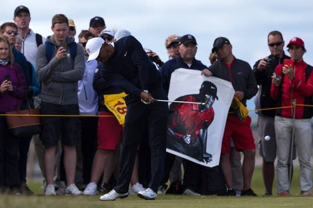 12.07.2015 The Old Course, St Andrews, Fife, Scotland. Practise day 1 for The Open Championship. Tiger Woods on the 13th tee xDavidxBlunsdenx  ActionPlus11640413