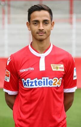 Kenny Prince Redondo Einzelbild Portrait Portraet Porträt Hochformat Oberkoerper Oberkörper Fußball Fussball zweite 2. Bundesliga Fototermin Porträttermin DFL 2015 2016 Saison 2015 2016 15.07.2015 1. FC Union Berlin Stadion an der Alten Foersterei Försterei