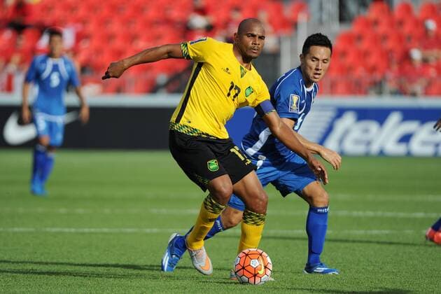 July 14, 2015: Jamaica MF Rodolph Austin (17) and El Salvador MF Richard Menjivar (6) in action during the CONCACAF Gold Cup game between Jamaica and El Salvador at BMO Field in Toronto, Ont. SOCCER: JUL 14 CONCACAF Gold Cup - Group Stage - Jamaica v El Salvador Icon15071416 EDITORIAL USE ONLY