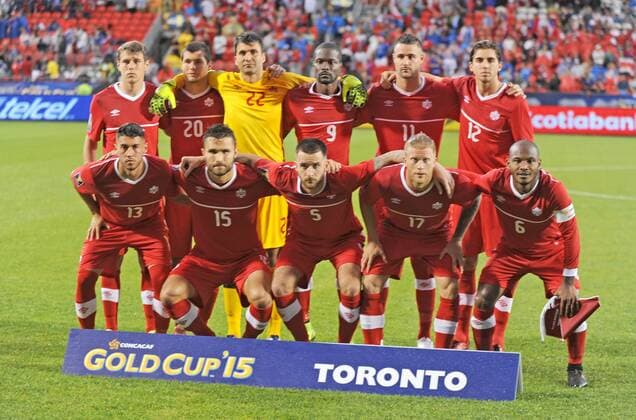 July 14, 2015: Canada starting 11 pose for a team photo before kickoff during the first half of a Gold Cup match at BMO Field, Toronto, ON. SOCCER: JUL 14 CONCACAF Gold Cup - Group Stage - Canada v Costa Rica Icon15071412 EDITORIAL USE ONLY