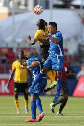July 14, 2015: Jamaican forward Darrent Mattocks (11) battles for the ball against during first half at the CONCACAF Gold Cup game between Jamaica and El Salvador at BMO Field in Toronto, ON. SOCCER: JUL 14 CONCACAF Gold Cup - Group Stage - Jamaica v El Salvador Icon150714004 EDITORIAL USE ONLY