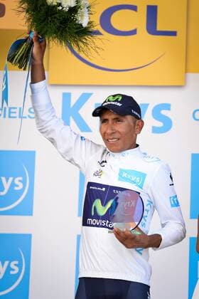 - CAUTERETS, FRANCE: Colombian Nairo Quintana of Movistar Team celebrates on the podium after stage 11 of the 2015 edition of the Tour de France cycling race, 188 km from Pau to Vallee de Saint-Savin, Cauterets, France, Wednesday 15 July 2015. This year s Tour de France is taking place from 4 to 26 July. DAVIDxSTOCKMAN  x04664757x