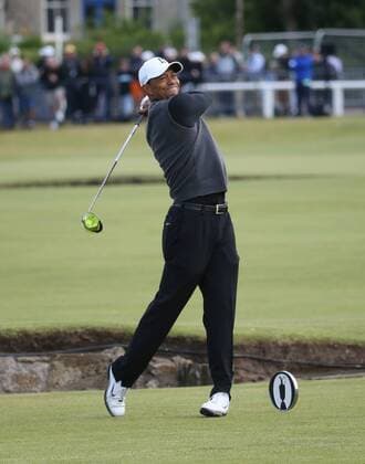American Tiger Woods drives in the Champion s Challenge ahead of the start of the144th Open Championship, St.Andrews on July 15, 2015.  LON2015071506 HUGOxPHILPOTT