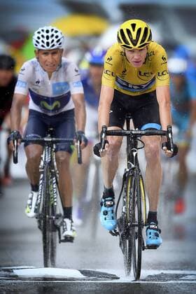 - PLATEAU DE BEILLE, FRANCE: Colombian Nairo Quintana of Movistar Team and British Chris Froome of Team Sky pictured at the arrival of stage 12 of the 2015 edition of the Tour de France cycling race, 195 km from Lannemezan to Plateau de Beille, France, Thursday 16 July 2015. This year s Tour de France is taking place from 4 to 26 July. YORICKxJANSENS  x04665423x
