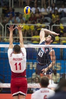 Volei Polonia x Italia RIO DE JANEIRO, Brazil - 07 16 2015: VOLEI POLAND X ITALY - Lanza and Drzyzga for Poland x Italia by the end of the World Volleyball League in Maracan?zinho. This game is part of the Rio2016 Olympic test event in Rio de Janeiro (Photo: Celso Pupo FotoArena)  CelsoxPupo