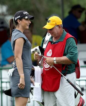 July 16, 2015 - Sylvania, Ohio, USA - Paige Mackenzie of Yakima, WA talks to caddie after her 18th hole during the first round of the Marathon LPGA Golf Damen Classic golf tournament at Highland Meadows Golf Club in Sylvania, Ohio USA, on Thursday, July 16, 2015. Marathon Classic  - ZUMAn230
