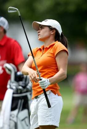 July 16, 2015 - Sylvania, Ohio, USA - Maria Hernandez of Spain follows her shot from the fairway to the green on the first hole during the first round of the Marathon LPGA Golf Damen Classic golf tournament at Highland Meadows Golf Club in Sylvania, Ohio USA, on Thursday, July 16, 2015. Marathon Classic  - ZUMAn230