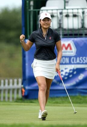 July 16, 2015 - Sylvania, Ohio, USA - Lauren Kim of Los Altos, CA reacts after her shot on the 18th green during the first round of the Marathon LPGA Golf Damen Classic golf tournament at Highland Meadows Golf Club in Sylvania, Ohio USA, on Thursday, July 16, 2015. Marathon Classic  - ZUMAn230