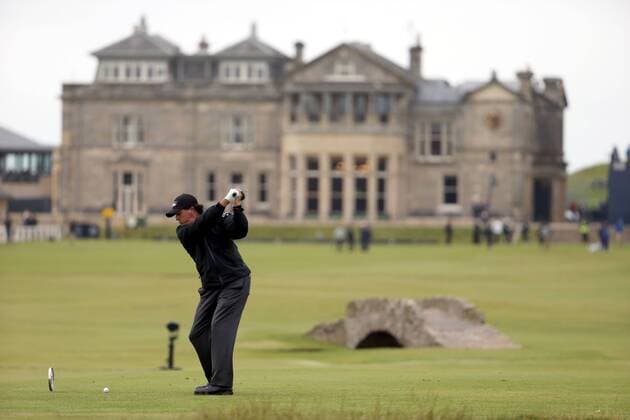 Phil Mickelson (USA), JULY 16, 2015 Phil Mickelson of the United States tees off on the 18th hole during the first round of the 144th British Open Championship at the Old Course, St Andrews in Fife, Scotland. NoxThirdxPartyxSales  (waha018082)