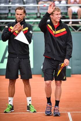 - MIDDELKERKE, BELGIUM: Belgian Ruben Bemelmans and Belgian Kimmer Coppejans pictured ahead of the first game between Belgian Steve Darcis and Canadian Frank Dancevic at the Davis Cup quarter final World Group meeting between Belgium and Canada, Friday 17 July 2015 in Middelkerke. LUCxCLAESSEN  x04666082x
