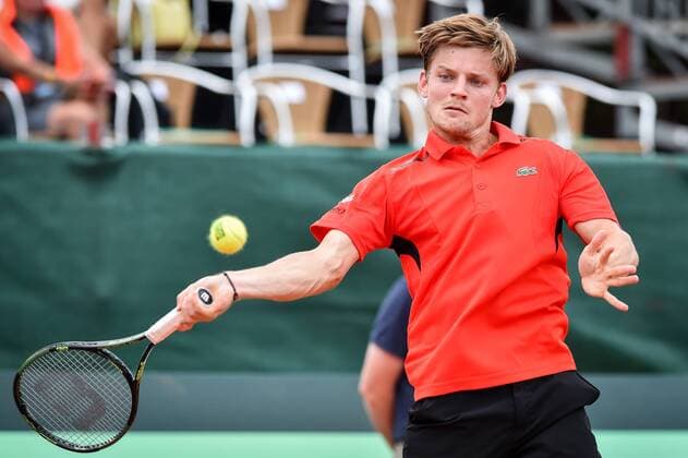 - MIDDELKERKE, BELGIUM: Belgian David Goffin pictured in action during the second game between Belgian David Goffin and Canadian Filip Peliwo at the Davis Cup quarter final World Group meeting between Belgium and Canada, Friday 17 July 2015 in Middelkerke. LUCxCLAESSEN  x04666348x