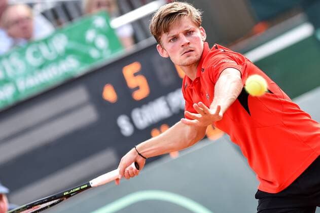 - MIDDELKERKE, BELGIUM: Belgian David Goffin pictured in action during the second game between Belgian David Goffin and Canadian Filip Peliwo at the Davis Cup quarter final World Group meeting between Belgium and Canada, Friday 17 July 2015 in Middelkerke. LUCxCLAESSEN  x04666382x