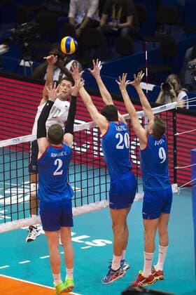 Volei USA x Servia RIO DE JANEIRO, Brazil - 18 07 2015: VOLEI USA X SERBIA - Jaeschke, Uros Kovacevic, Lusinac and Javovic for USA Volleyball x Servia by the semi-final of the World Volleyball League in Maracan?zinho. This game is part of the Rio2016 Olympic test event in Rio de Janeiro (Photo: Celso Pupo FotoArena).  CelsoxPupo