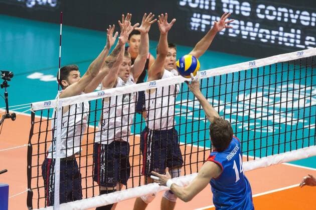 Volei USA x Servia RIO DE JANEIRO, Brazil - 18 07 2015: VOLEI USA X SERBIA - Atanasijevic for USA Volleyball x Servia by the semi-final of the World Volleyball League in Maracan?zinho. This game is part of the Rio2016 Olympic test event in Rio de Janeiro (Photo: Celso Pupo FotoArena).  CelsoxPupo