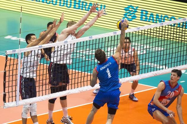 Volei USA x Servia RIO DE JANEIRO, Brazil - 18 07 2015: VOLEI USA X SERBIA - Nikola Kovacevic for USA Volleyball x Servia by the semi-final of the World Volleyball League in Maracan?zinho. This game is part of the Rio2016 Olympic test event in Rio de Janeiro (Photo: Celso Pupo FotoArena).  CelsoxPupo