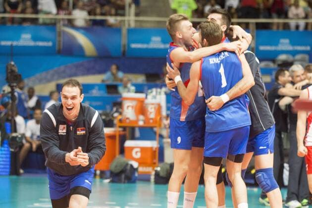Volei USA x Servia RIO DE JANEIRO, Brazil - 18 07 2015: VOLEI USA X SERBIA - Team served celebrates victory over USA x Servia by the semi-final of the World Volleyball League in Maracan?zinho. This game is part of the Rio2016 Olympic test event in Rio de Janeiro (Photo: Celso Pupo FotoArena).  CelsoxPupo