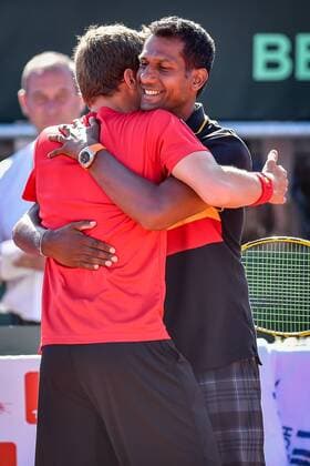 - MIDDELKERKE, BELGIUM: Belgian team celebrate after winning the Davis Cup quarter final World Group meeting between Belgium and Canada, Saturday 18 July 2015 in Middelkerke. LUCxCLAESSEN  x04667009x