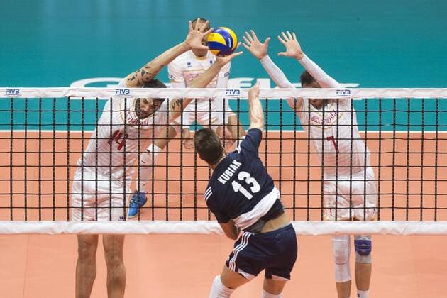 Volei Franca x Polonia RIO DE JANEIRO, Brazil - 18 07 2015: VOLLEYBALL FRANCE X POLAND - Kubiak, Le Goff and Aguenier France-Poland during the semifinal of the World Volleyball League in Maracan?zinho. This game is part of the Rio2016 Olympic test event in Rio de Janeiro. (Photo: Celso Pupo FotoArena)  CelsoxPupo
